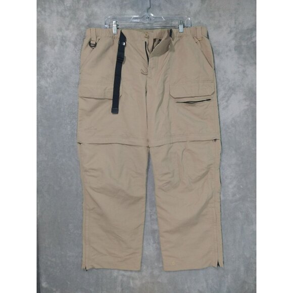 Eddie Bauer Pants Mens L x 30 Beige Hiking Zip Off Shorts Convertible Belted - Picture 1 of 12